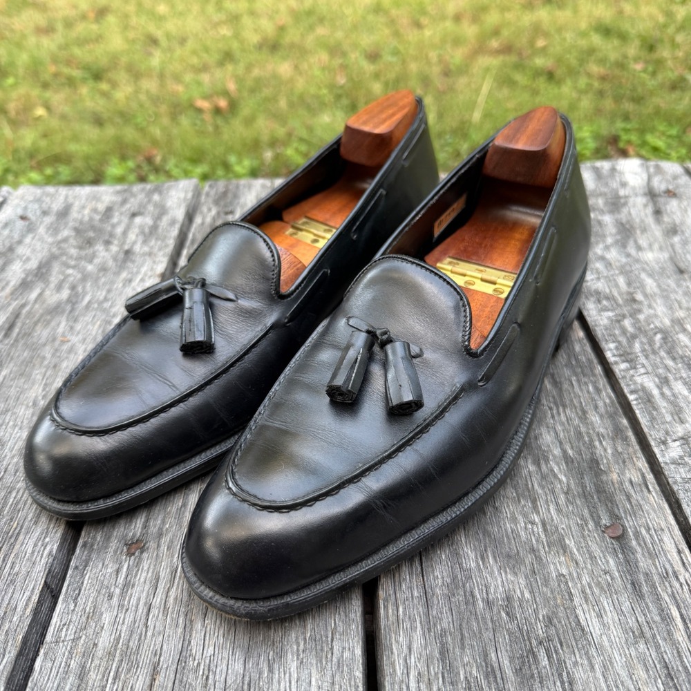 VTG John Lobb Bespoke Mens Black Leather Tassel Dress Shoes Clergy Estate Find